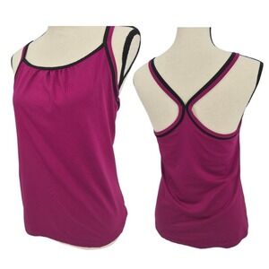 Y2K Champion magenta pink and black racerback gym tank sporty workout top.